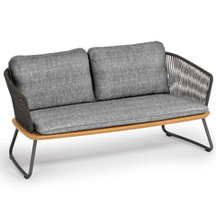 Reevo Outdoor Garden Balcony Sofa Set 2 Seater , 2 Single Seater 1 Center Table Set (Dark Grey) Braided and Rope