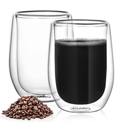 AGARO Elite Double Wall Glass 300ml, Pack of 2 | Premium Borosilicate, Heat Resistant, Microwave & Dishwasher Safe, Idea