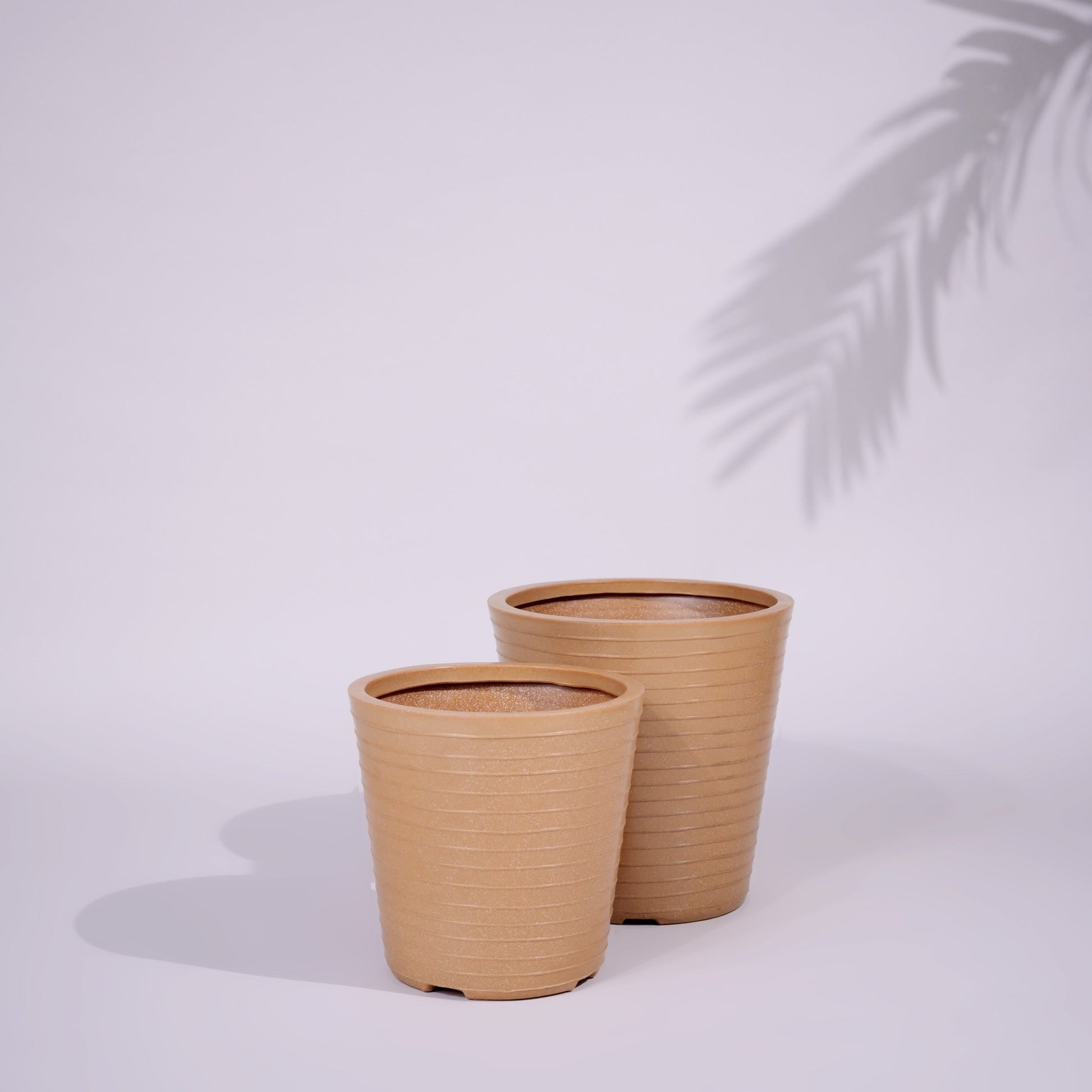 Rib Bucket Tower Outdoor Polymer Planters For Garden, Balcony (Pair of Small and Medium)