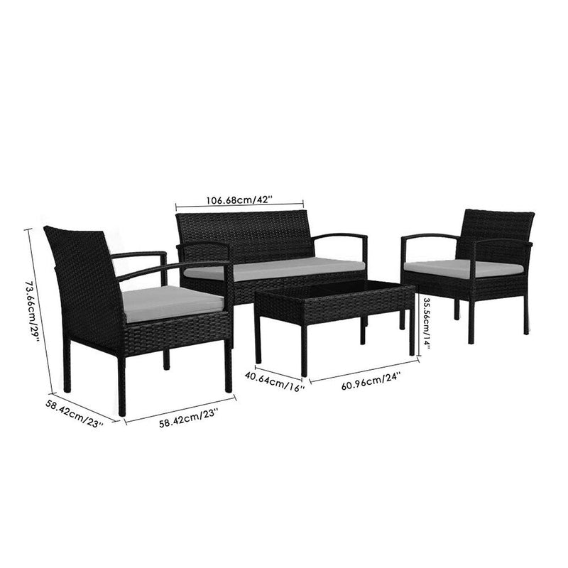 Clone Outdoor Sofa Set 2 Seater , 2 Single seater and 1 Center Table Set (Brown)