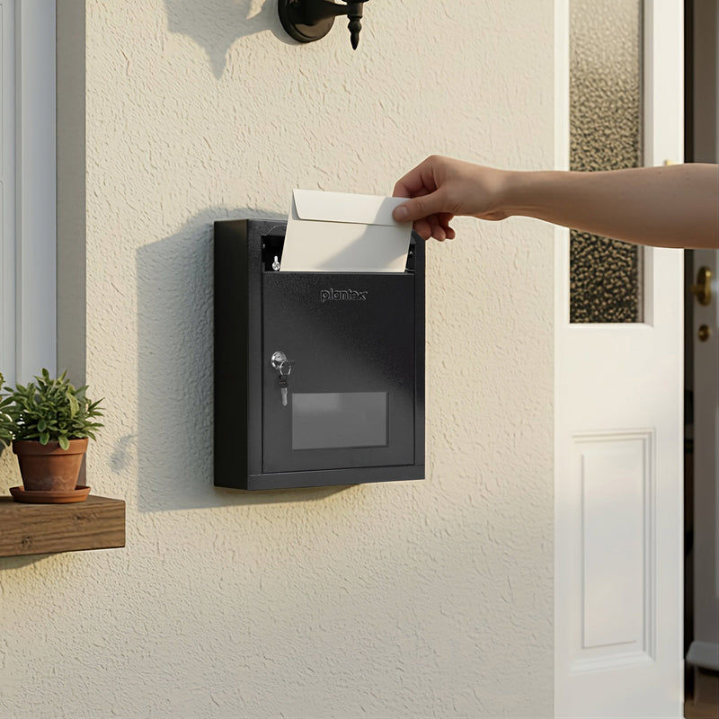 Plantex All in 1 Letter Box/Multipurpose Box- Suggestion Box/Complaint Box/Post Box/Donation Box/Letter Box for Home gate and Office with Keylocks - Table Top, Wall Mounted - GI Steel (Black)-3