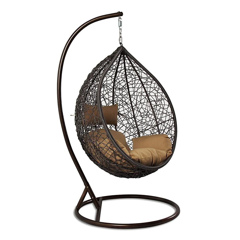 Mele Single Seater Hanging Swing With Stand For Balcony , Garden Swing (Black)