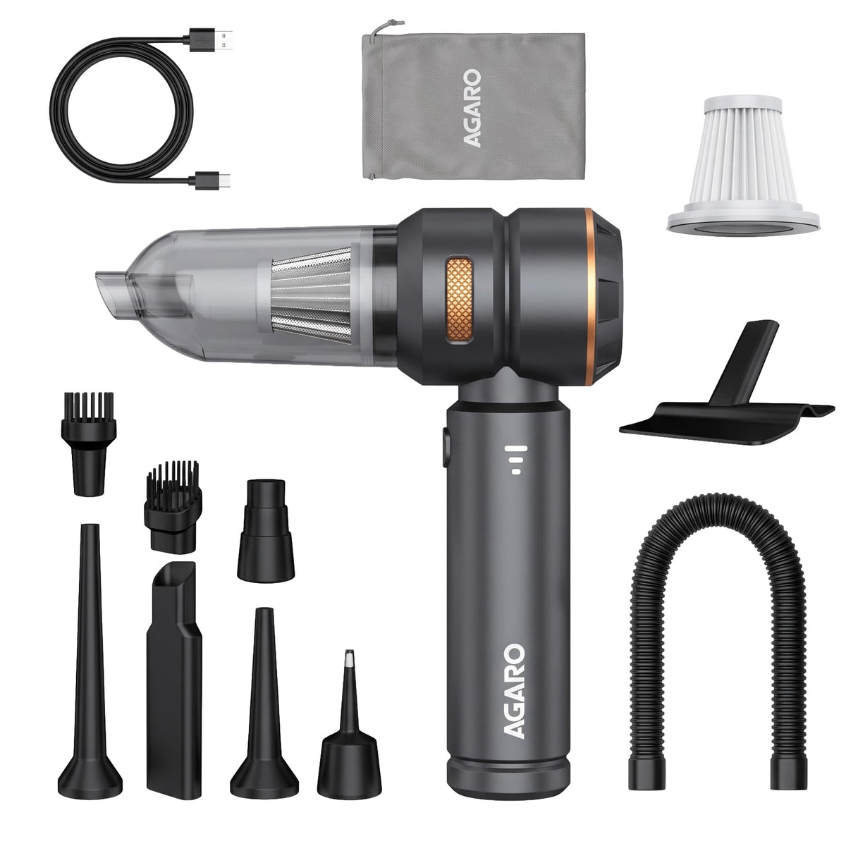 AGARO Car Vacuum Cleaner HVC1991 - Cordless 2-in-1 Vacuum & Blower | 18 ,000Pa Powerful Suction, 100W BLDC Motor, 3-Speed Control, HEPA Filter, For Car, Home, Office, Sofa & Keyboard