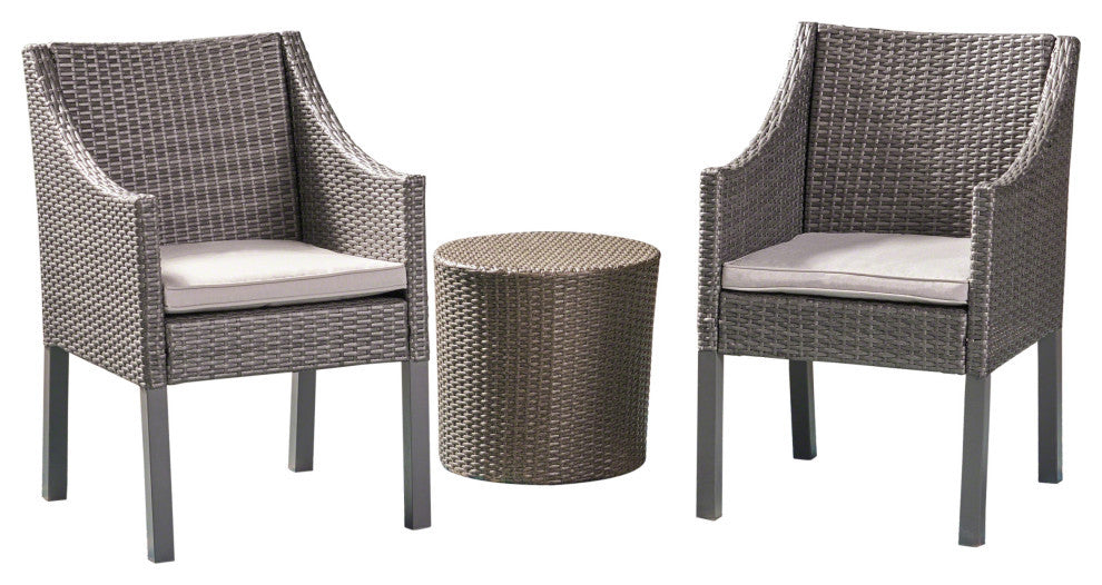Aroo Outdoor Patio Seating Set 2 Chairs and 1 Table Set (Brown)