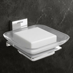 Plantex 304 Grade Stainless Steel Soap Dish/Glass Soap Holder/Soap Storage for Bathroom/Bathroom Accessories - Crystal (Chrome)-1