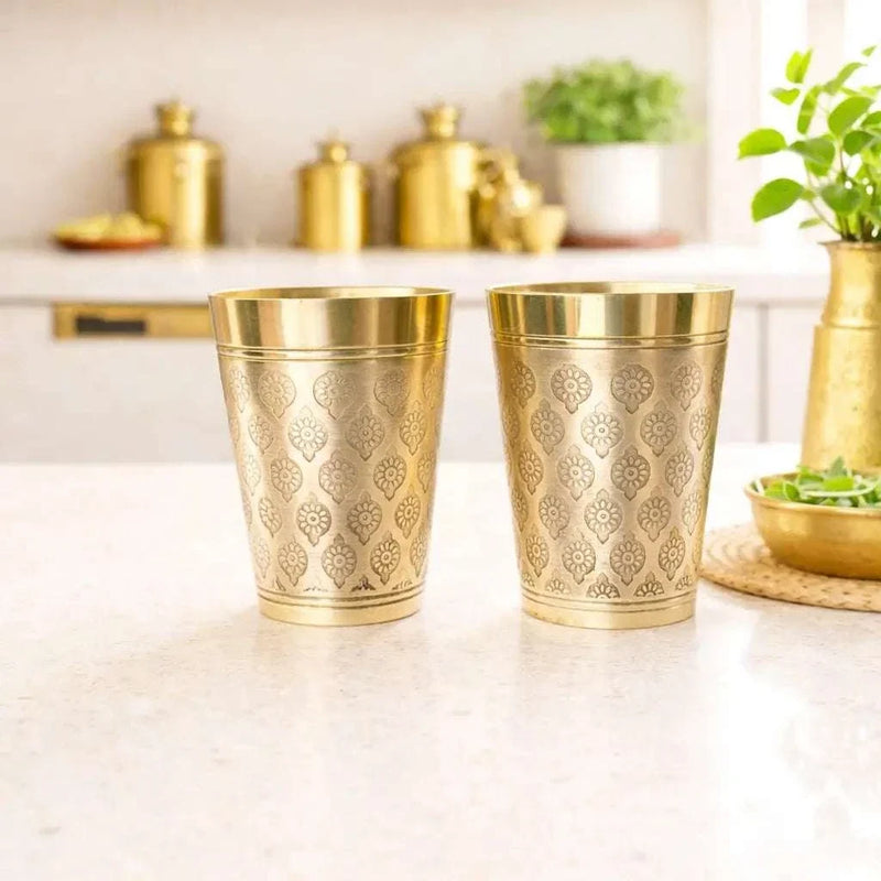 Brass Handcrafted Glass Pair
