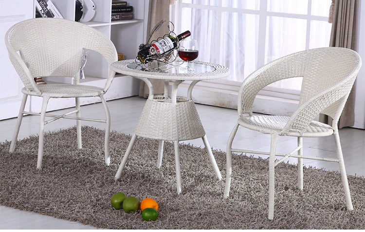 Luv Outdoor Patio Seating Set 2 Chairs and 1 Table Set (White)