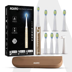 AGARO COSMIC MAX Sonic Electric tooth brush for adults with 5 modes, 7 brush heads, 1 Interdental head and rechargeable with 4 hours charge lasting up to 25 days (Black)-7