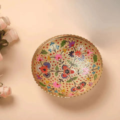 Brass Hand Painted Decorative Fruit Bowl With Velvet Box (7.5 Inch)