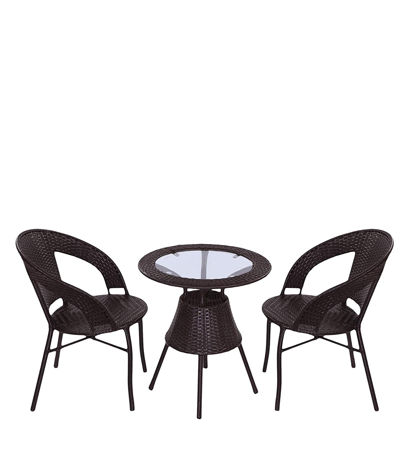 Gem Outdoor Patio Seating Set 2 Chairs and 1 Table Set (Brown)