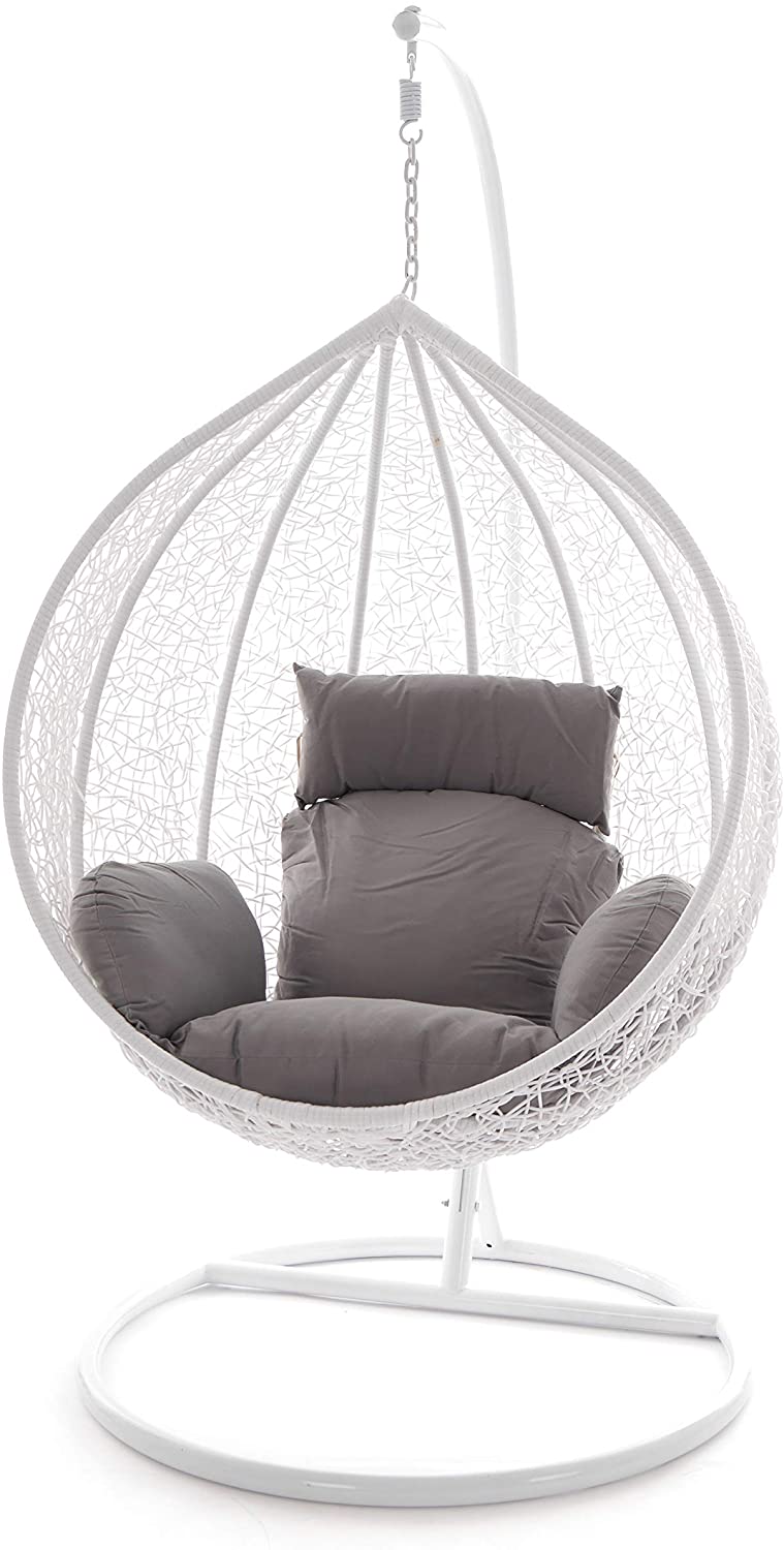 Faustino Single Seater Hanging Swing With Stand For Balcony , Garden Swing (White)