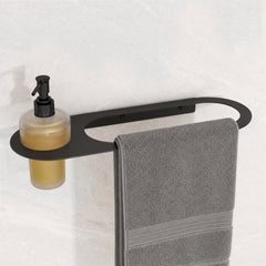 Plantex Stainless Steel Napkin Ring with Soap Dispenser for Bathroom/Bathroom Towel Hanger for Wall/Towel Ring Bathroom Accessories - Pack of 1 (Black)-3