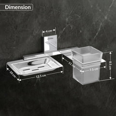 Plantex 304 Grade Stainless Steel 2 in 1 Soap Dish with Tumbler Holder/Soap Holder/Toothbrush Holder/Bathroom Accessories - Crystal (Chrome)-2