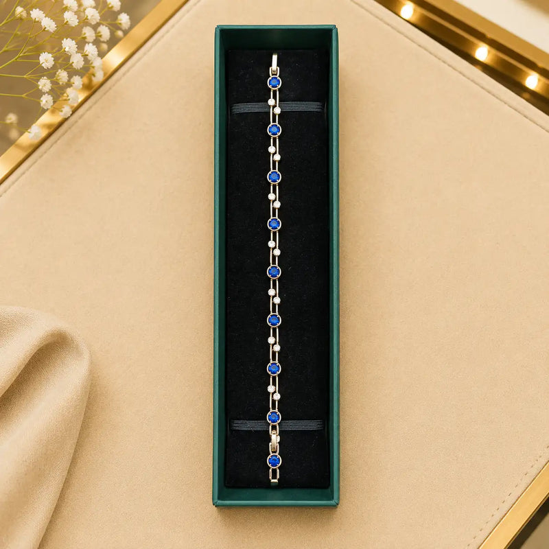 Thin Linear CZ Tennis Bracelet for Women | Gold-Tone Clasp, Gift Box