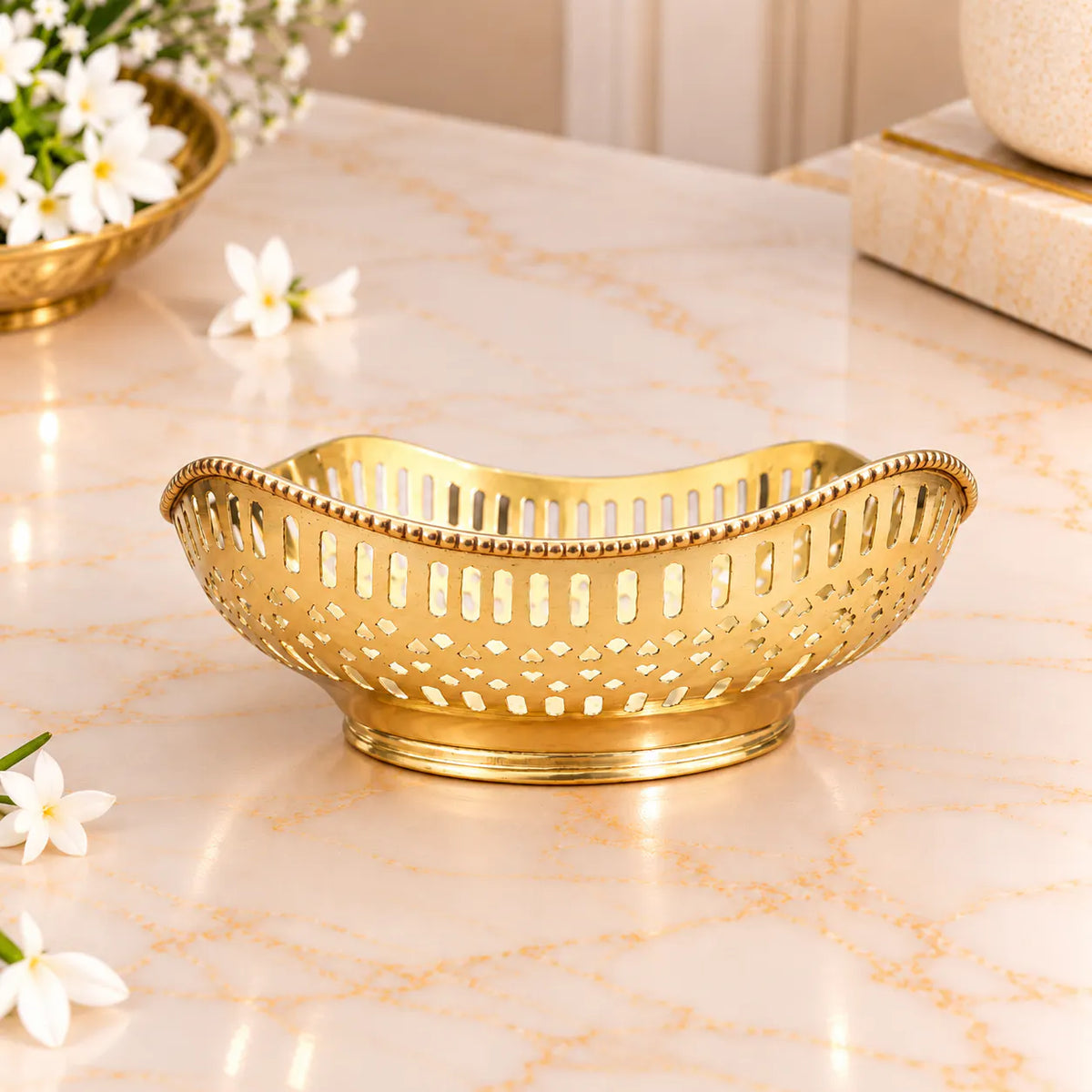 Brass Decorative Fruit Jali Bowl (3 Inch)