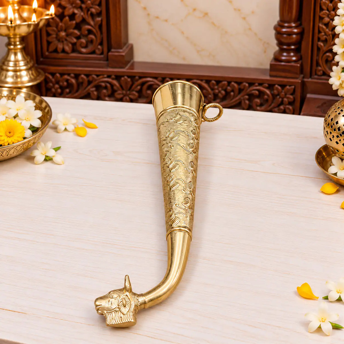 Brass Nandi Gangajali (11.8 Inch)
