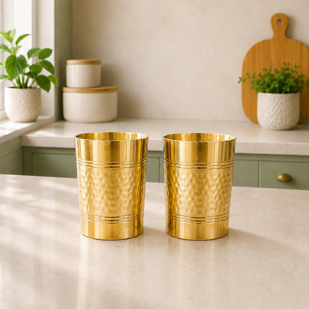 Brass Handcrafted Glass Pair