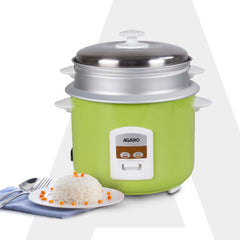 AGARO Marvel Electric Rice Cooker, 1.8L, 700W, Automatic Boiler, Steamer, Removable Aluminium Pot, Stainless Steel Lid, 
