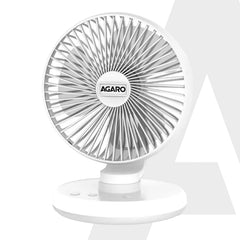 AGARO Alpha Desktop Fan with Light, 6 Inches, 4 Speeds, Oscillating Table Fan, Brushless Motor, Wide Angle Adjustment, U