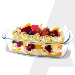 AGARO Elite Glass Loaf Tray Rectangular, 1800ml, Bake Safe, Oven Safe, Glass Dish Tray, Borosilicate Glass Tray, Serving
