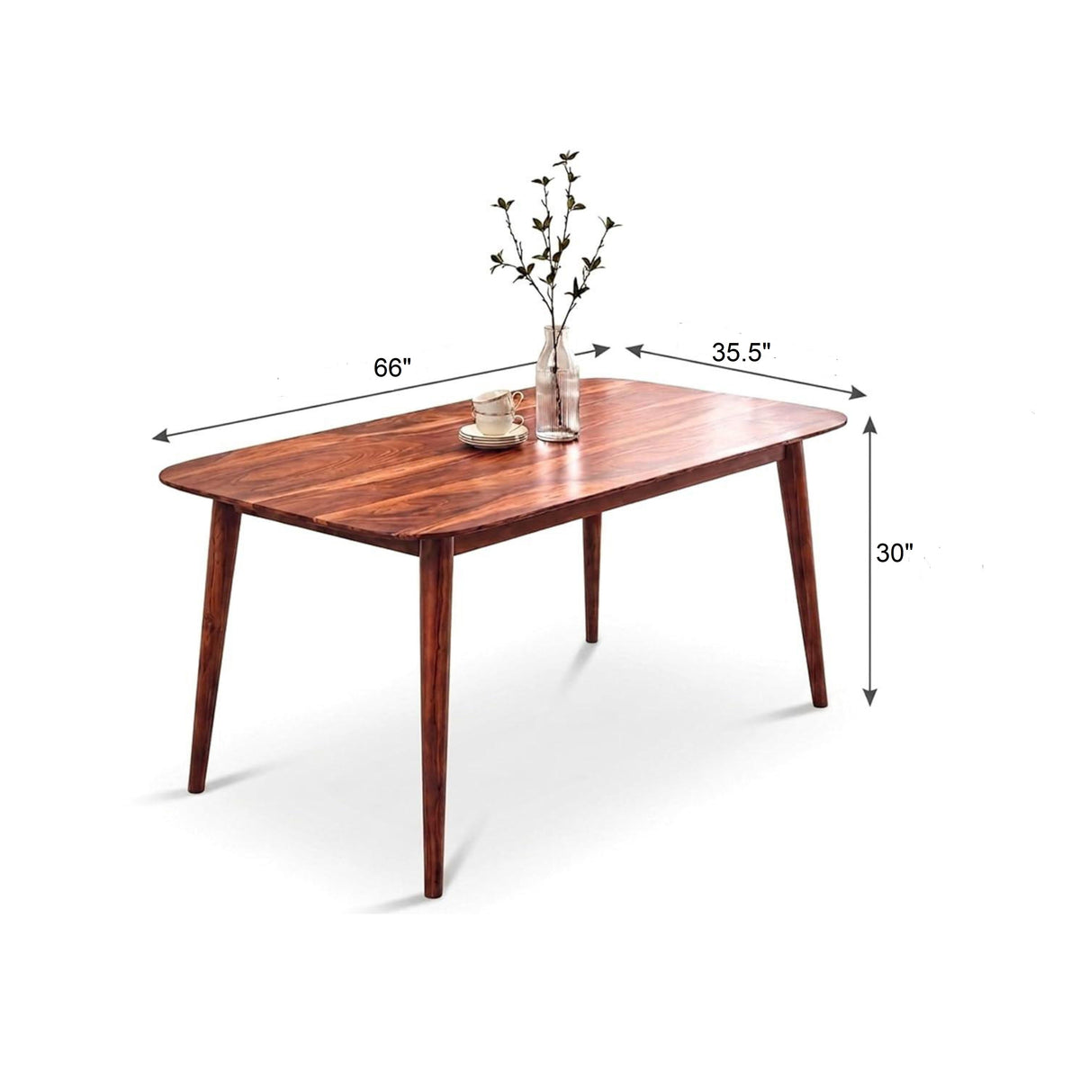 Astera Sheesham Wood 6 Seater Dining Set with Natural Cane Chairs
