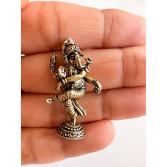 Pure Brass Miniature Dancing Lord Ganesha Idol 1.57 Inch