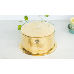Pure Brass Patila with Lid, Tin Lining and Hammered Design