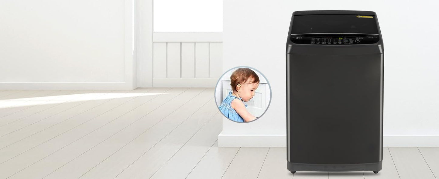 LG Smart Choice, 9 Kg, 5 Star, Smart Inverter Technology, Turbodrum, Fully Automatic Top Load Washing Machine (T90AJMB1Z, Jetspray+, Turbowash, Auto Tub Clean after every wash cycle, Middle Black)