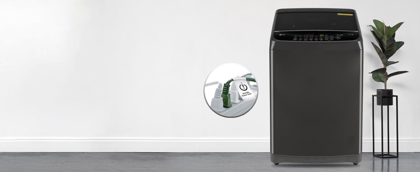 LG Smart Choice, 9 Kg, 5 Star, Smart Inverter Technology, Turbodrum, Fully Automatic Top Load Washing Machine (T90AJMB1Z, Jetspray+, Turbowash, Auto Tub Clean after every wash cycle, Middle Black)