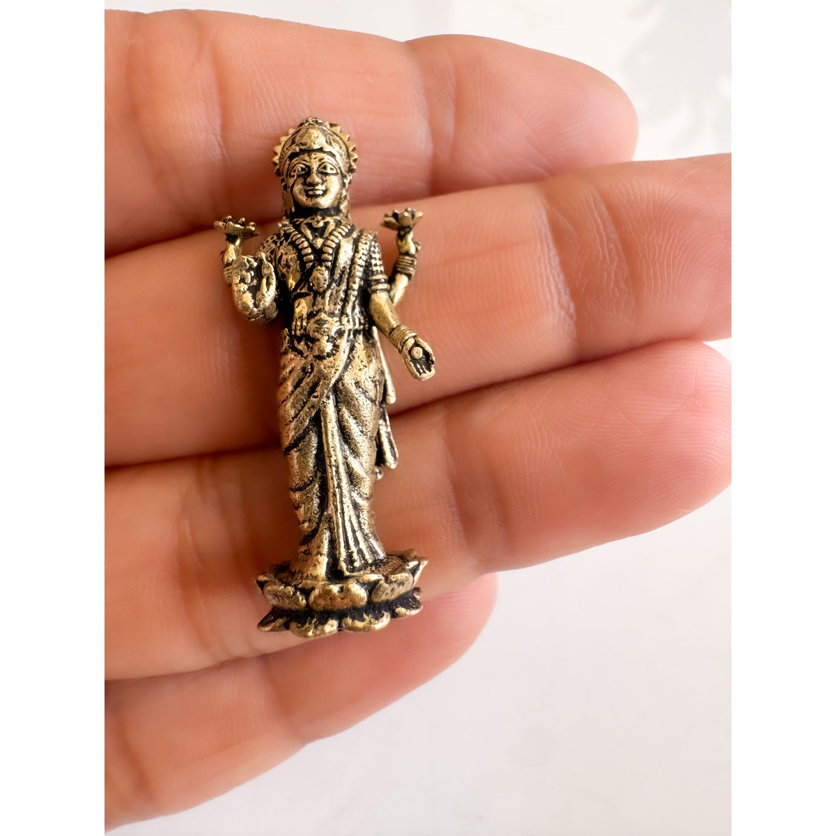 Pure Brass Miniature Lakshmi Ji Standing Murti - 3.51 cm