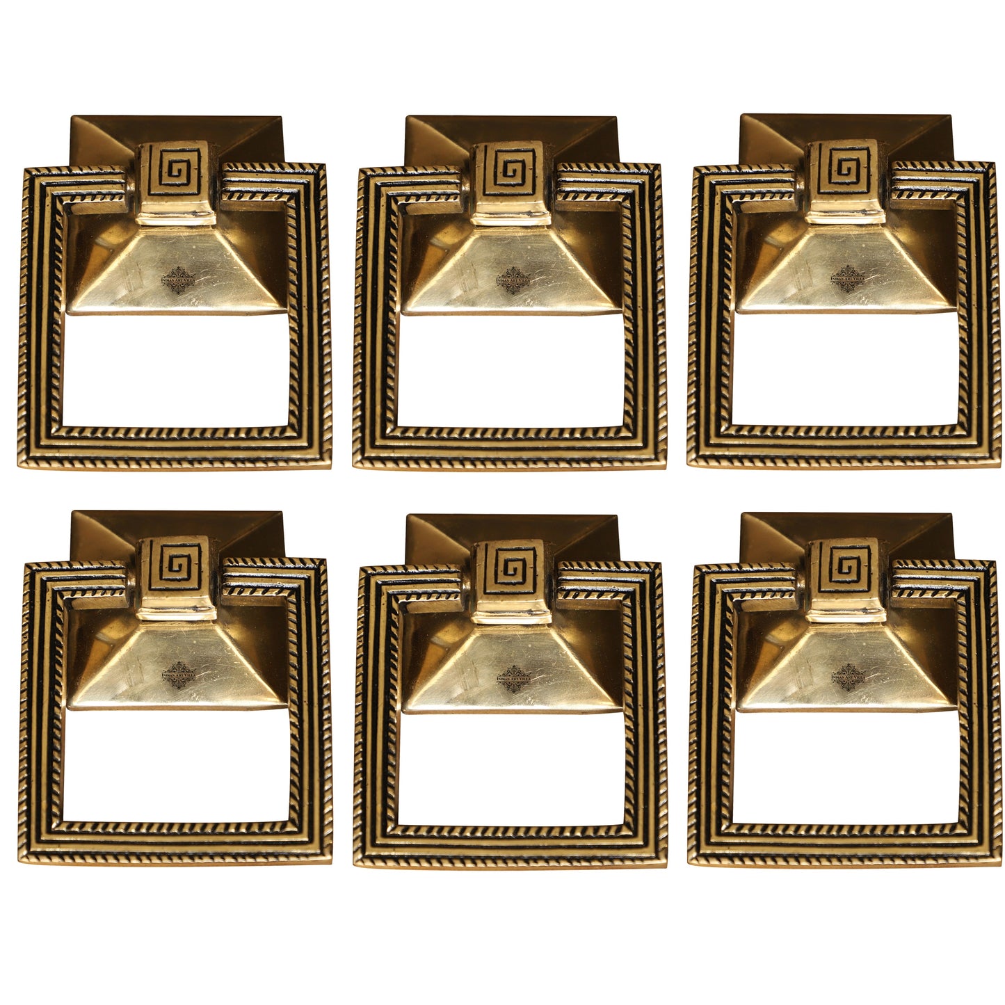 Pure Brass Door Knob With Square Design & Antique Touch, Decor Item For Home, Hotel & Restaurants, Size- 6x11.43 cm