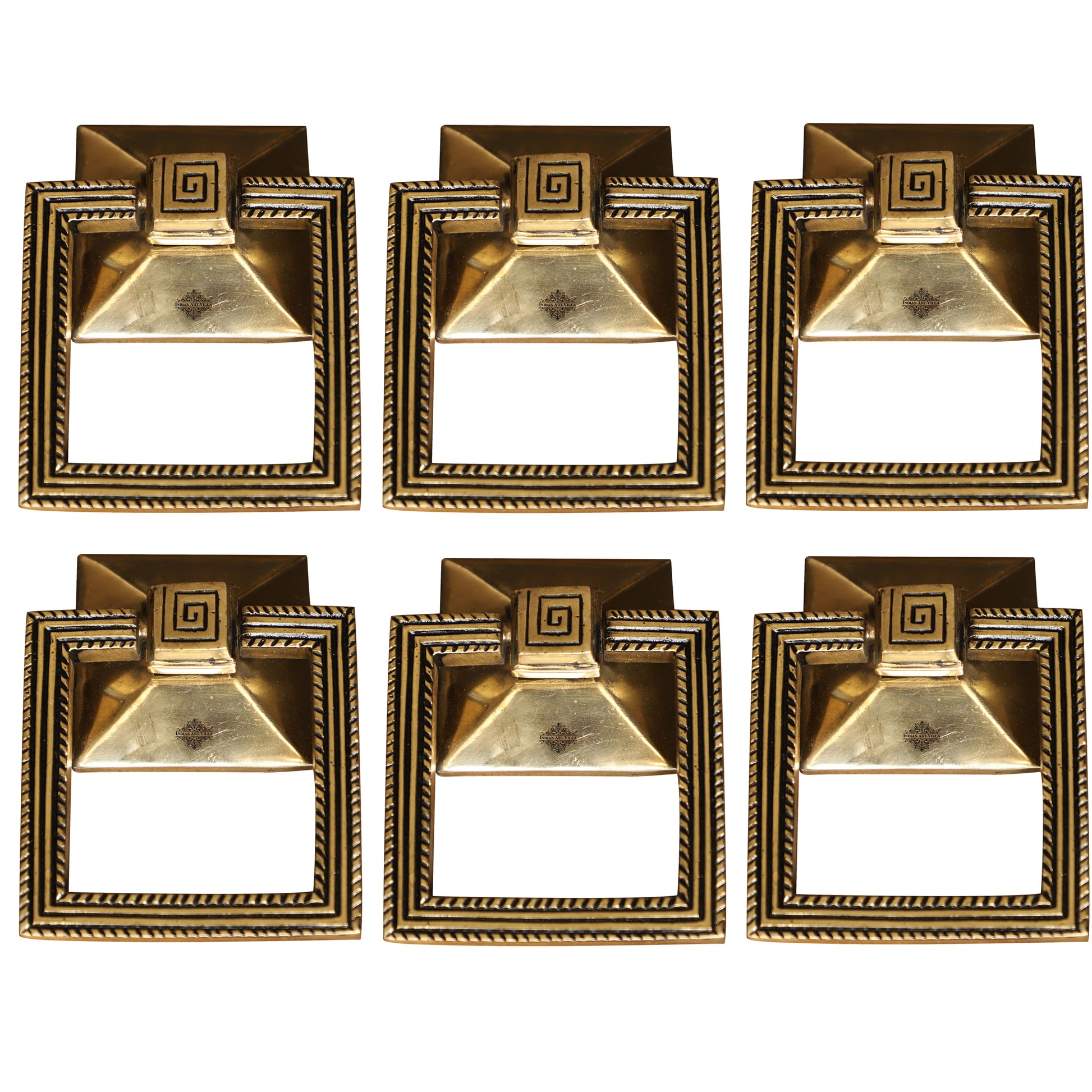 Pure Brass Door Knob With Square Design & Antique Touch, Decor Item For Home, Hotel & Restaurants, Size- 6x11.43 cm