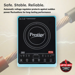 Prestige PIC 29.0 Induction Cooktop 2000W with Preset Indian Menu Options, Blue + Prestige TRIPLY Splendid 4 Pc Cookware Set: Fry Pan 22cm, Kadai 22cm, Saucepan 14cm, SS Lid 24cm, 15Y Warranty