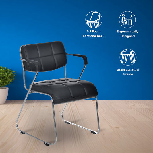 Nilkamal Contract 02 with Arm Visitor Chair (Black)