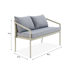 Coven Outdoor Garden Balcony Sofa Set 2 Seater, 2 Single seater and 1 Center Table Set (Cream)