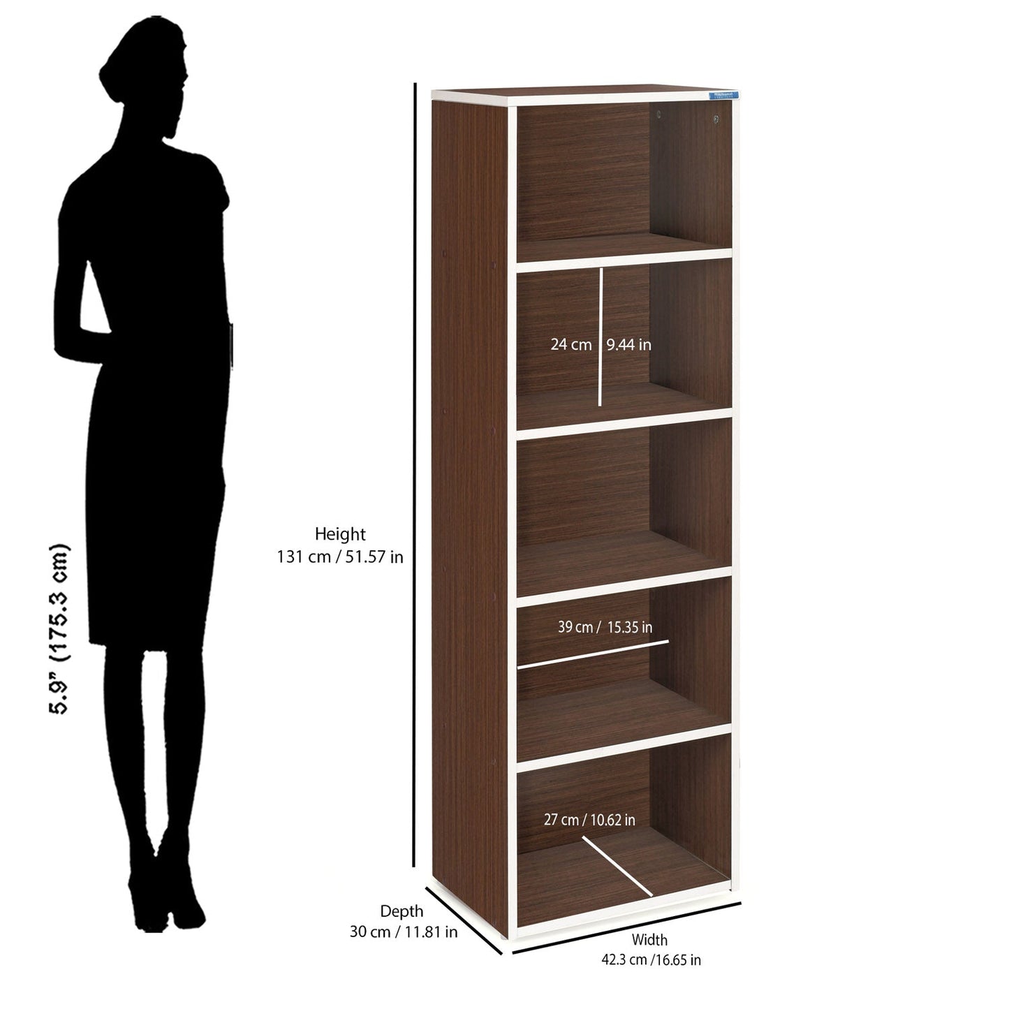 Nilkamal Halo 5 Tier Storage Cabinet (Legno Oak)