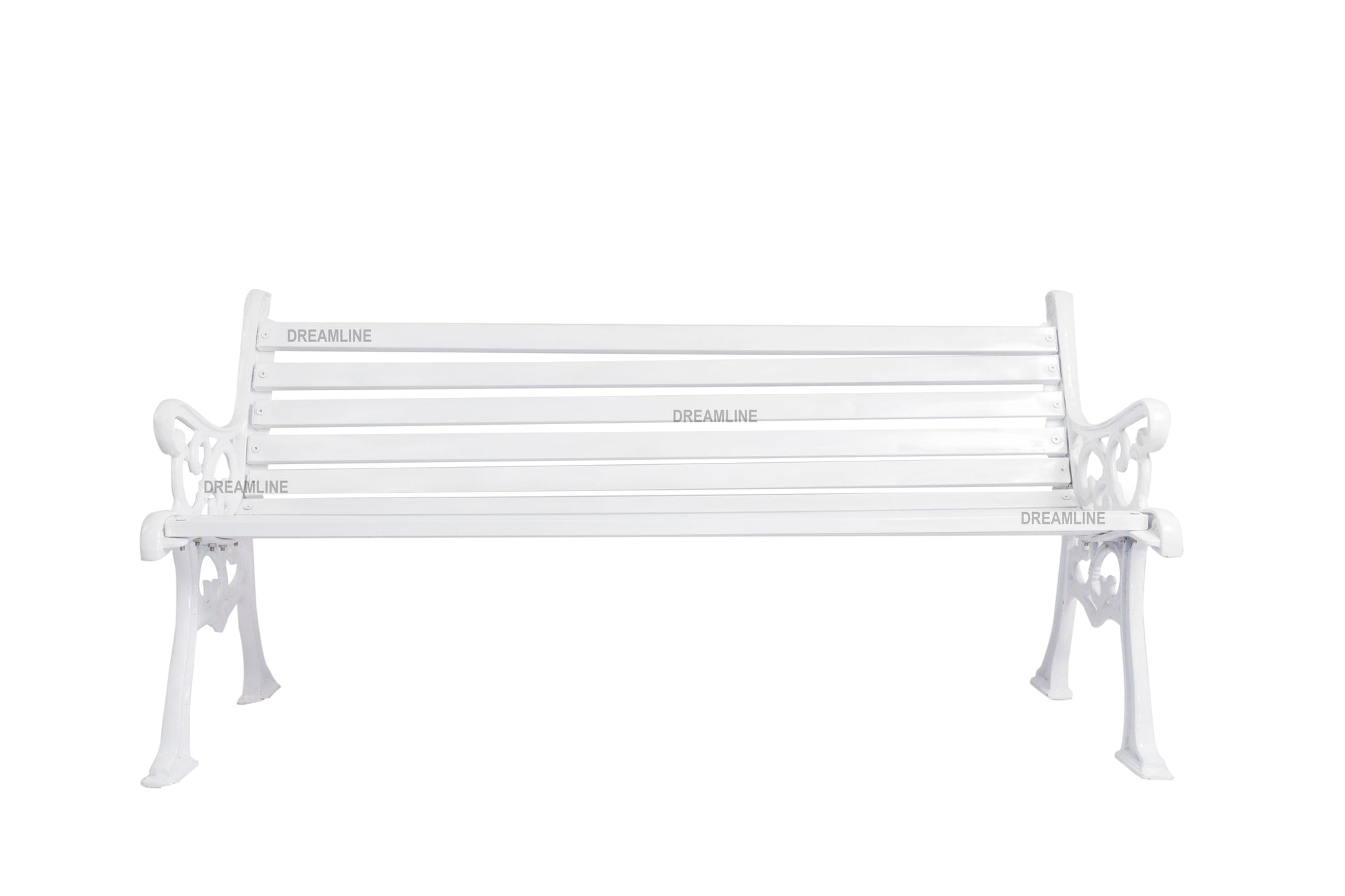 Kezia Cast Iron 3 Seater Garden Bench for Outdoor Park - (White)