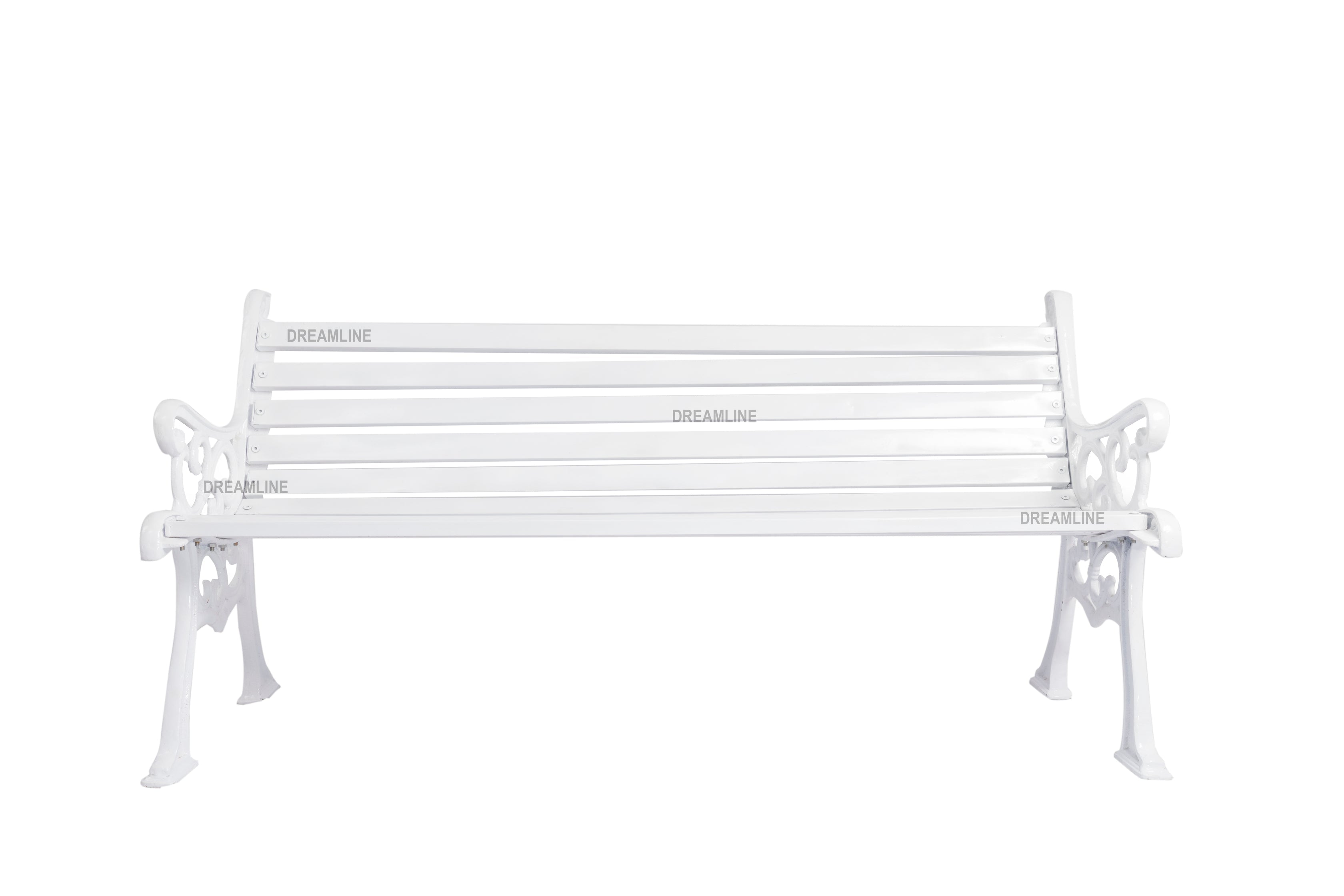 Kezia Cast Iron 3 Seater Garden Bench for Outdoor Park - (White)