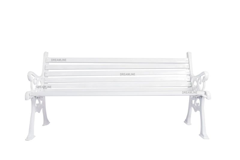 Kezia Cast Iron 3 Seater Garden Bench for Outdoor Park - (White)