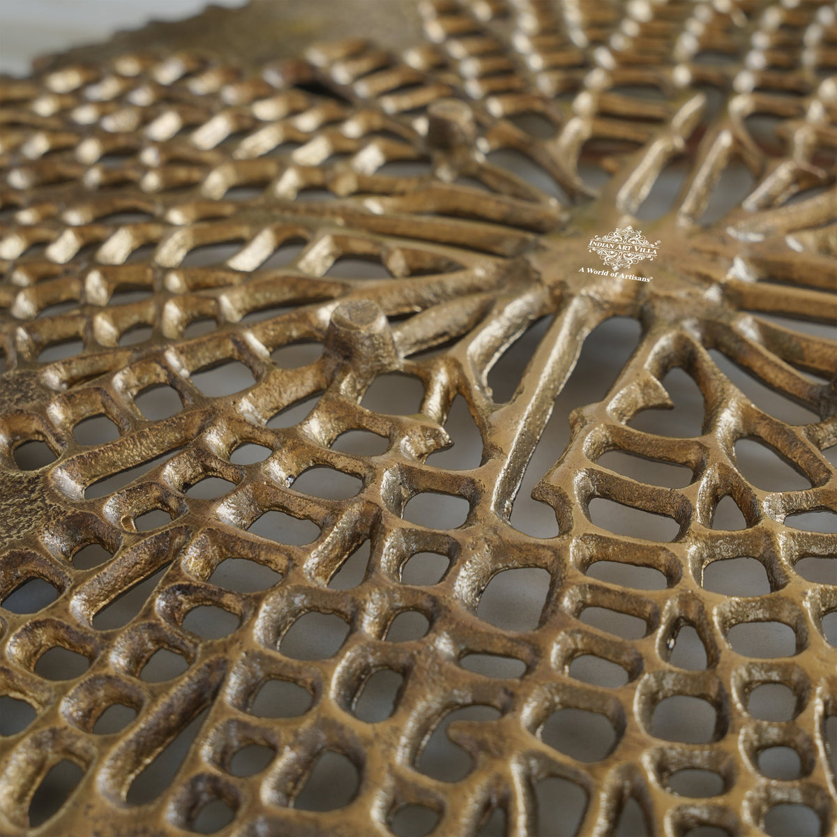 Brass Finish Round Tray 15 Inches