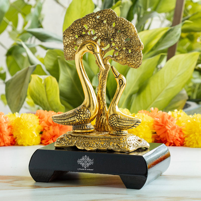 Brass Finish Swan Pair Showpiece – 22 cm Décor Gift