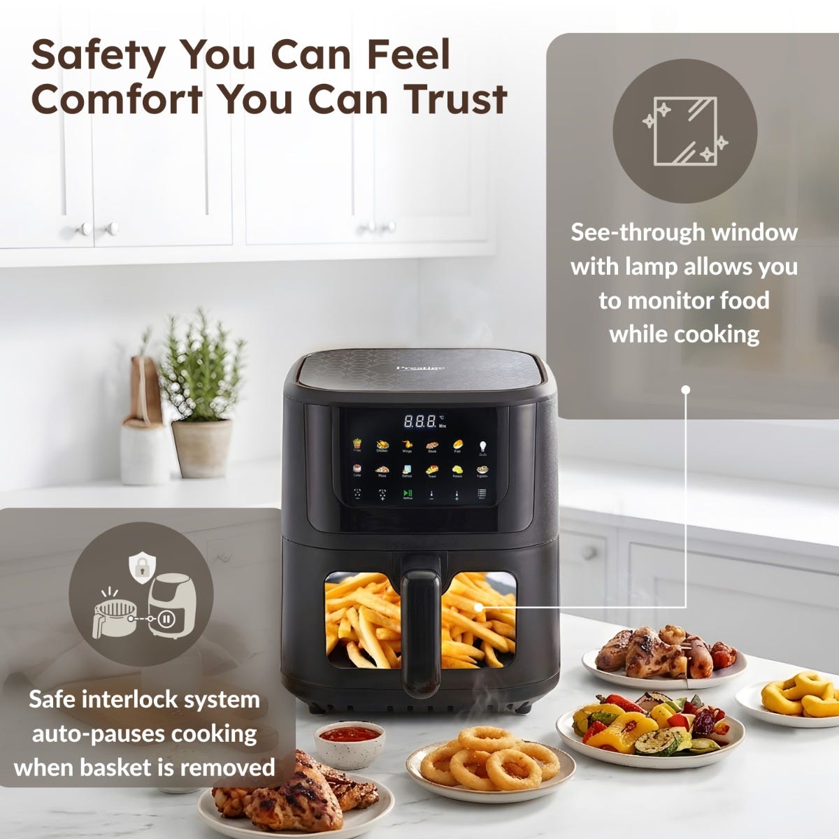 Prestige Crysta Chef Air Fryer 5.5 L + Prestige Nutri-Mate 400W Mixer Grinder, 2 Jars & 3 Lids, Dual Safety Interlock, 1Y Warranty