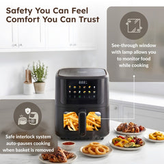Prestige Crysta Chef Air Fryer 5.5 L + Prestige Nutri-Mate 400W Mixer Grinder, 2 Jars & 3 Lids, Dual Safety Interlock, 1Y Warranty