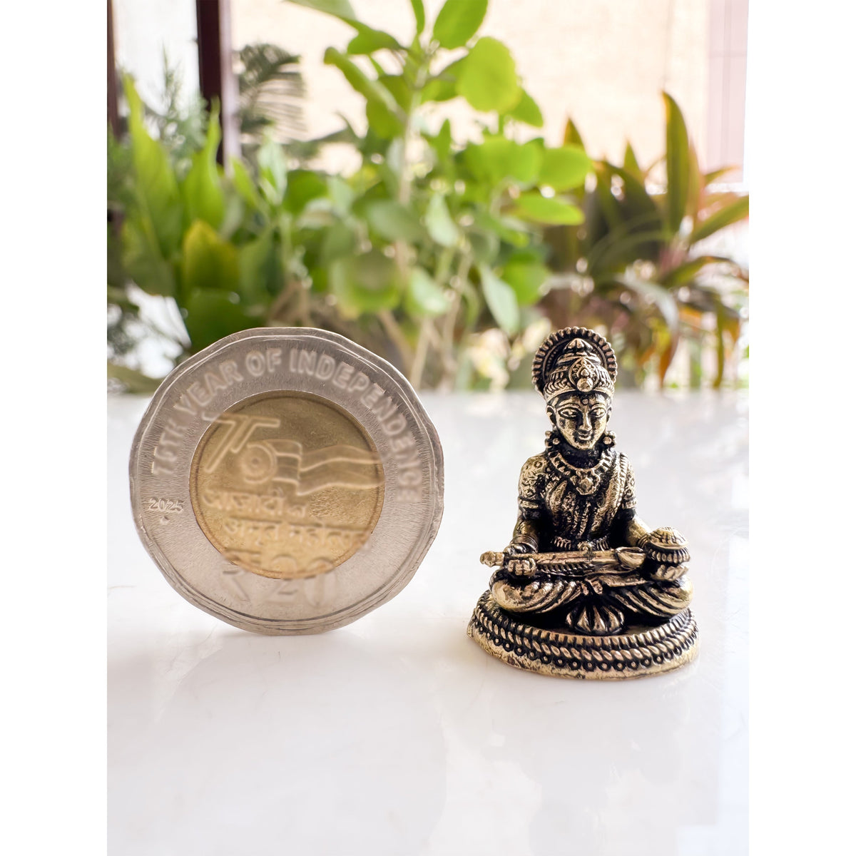 Pure Brass Miniature Maa Annapurna Sitting Murti - 2.39 cm