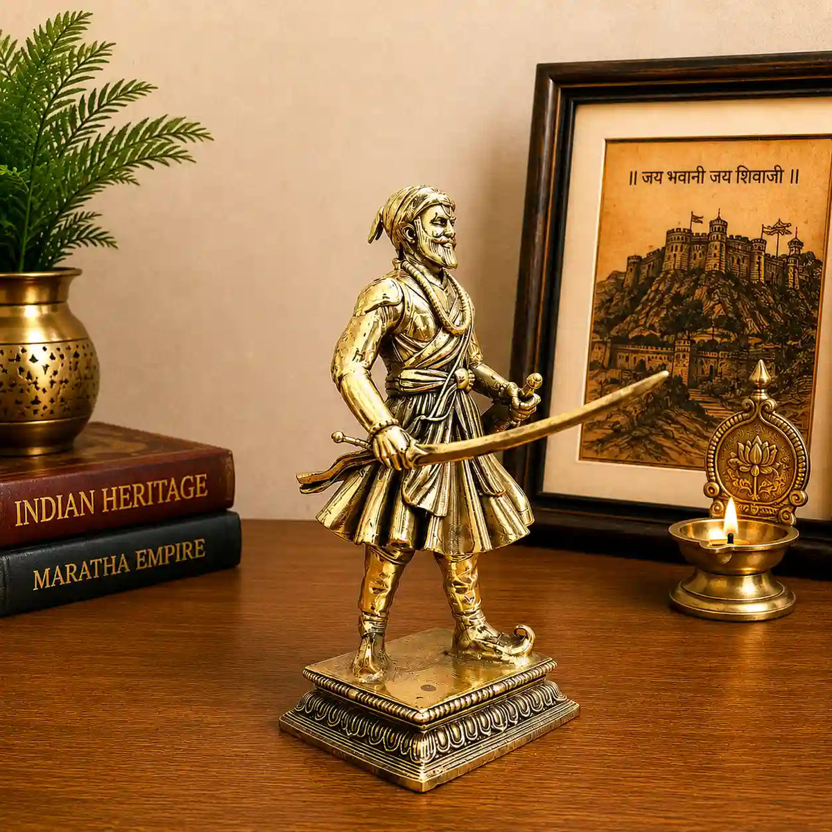 Brass Lightweight Chatrapati Shivaji Maharaj Idol (5 Inch)