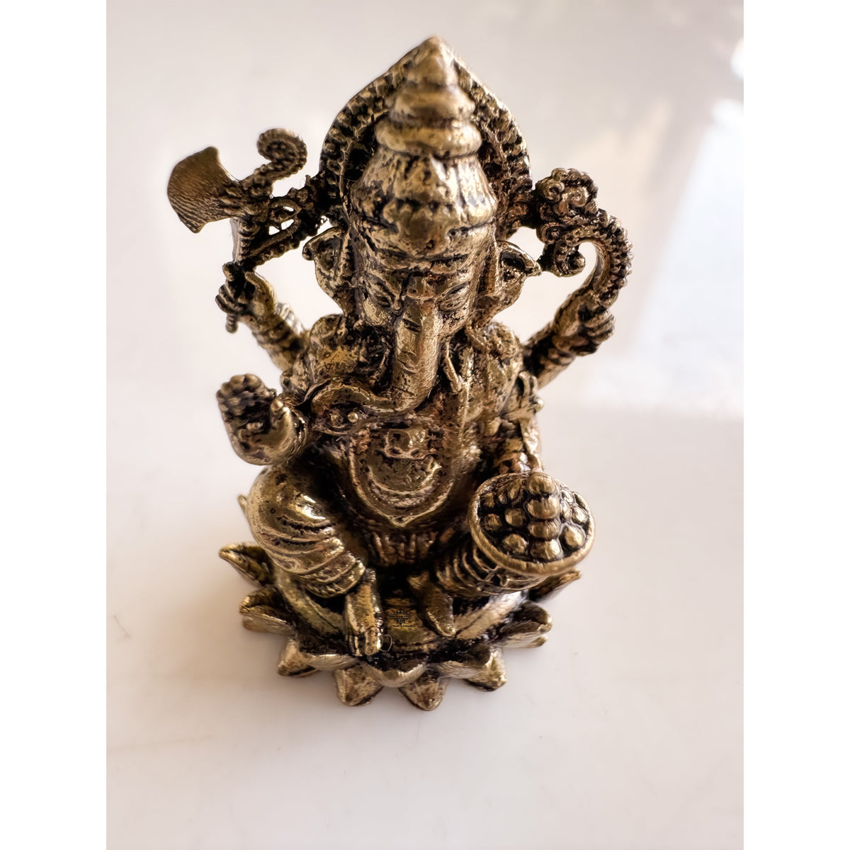 Pure Brass Miniature Ganesh Ji Murti Sitting On Lotus - 3.18 cm