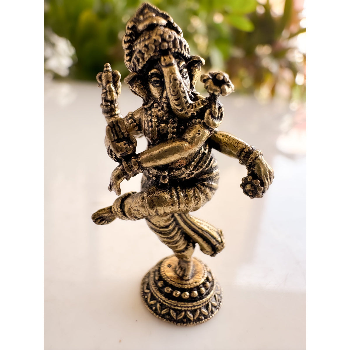 Pure Brass Miniature Dancing Lord Ganesha Idol 1.57 Inch