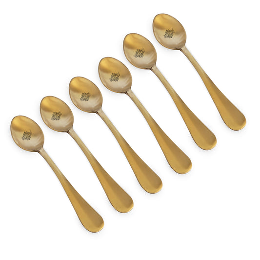 Pure Brass Baby Spoon with Matt Finish Design, Dinnerware, Tableware, Flatware & Cutlery, Length:- 19.05 cm