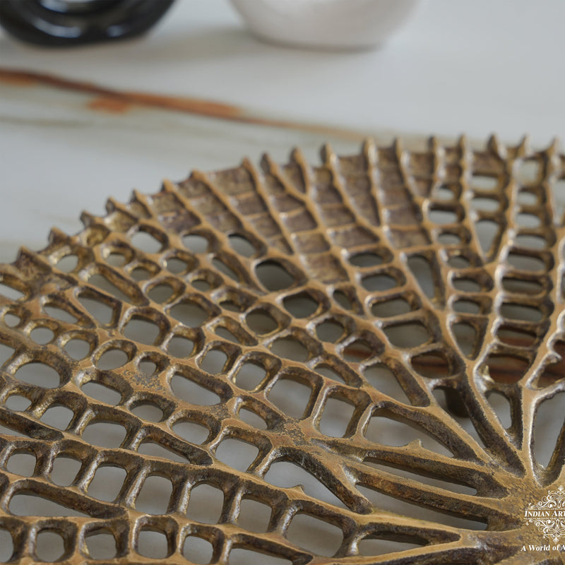 Brass Finish Round Tray 15 Inches