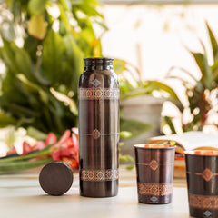 Pure Copper Drinkware Gift Set With Embossed Design